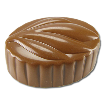 Oval praline with leaf 